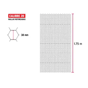 Fiero Rollo malla hexagonal cal.20, 1.75x 45m, abertura 38mm, 23kg