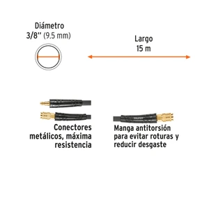 Manguera para compresor, híbrida, 15m x 3/8