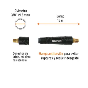 Manguera para compresor, híbrida, 15m x 3/8