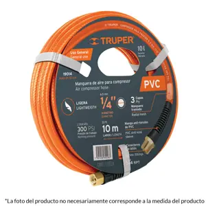 10893 / MAN-PI-10-3/8 Manguera para compresor, de PVC, 10m x 3/8