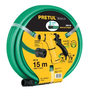 25019 / MAN15P-PIM4P Combo manguera MAN-15X1/2P y pistola de riego PIM-4P, Pretul