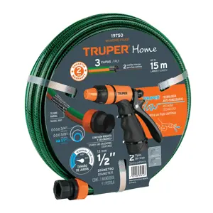 Truper Combo manguera MAN-15X1/2RE y pistola de riego PR-401