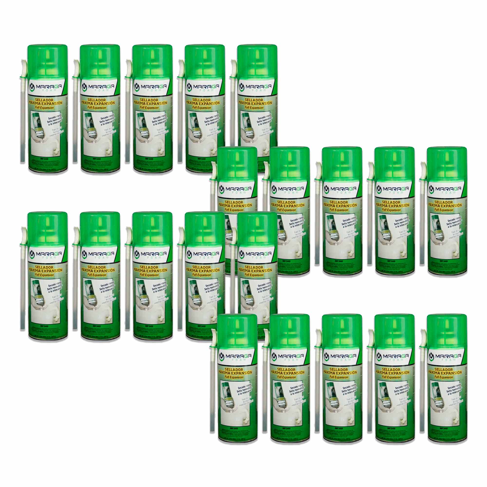 Espuma Poliuretano FOAM340 Sellador Expansivo 340g Aislante Térmico y Acústico Caja 20 Piezas Espuma Poliuretano de 12 Oz Caja 20 Piezas