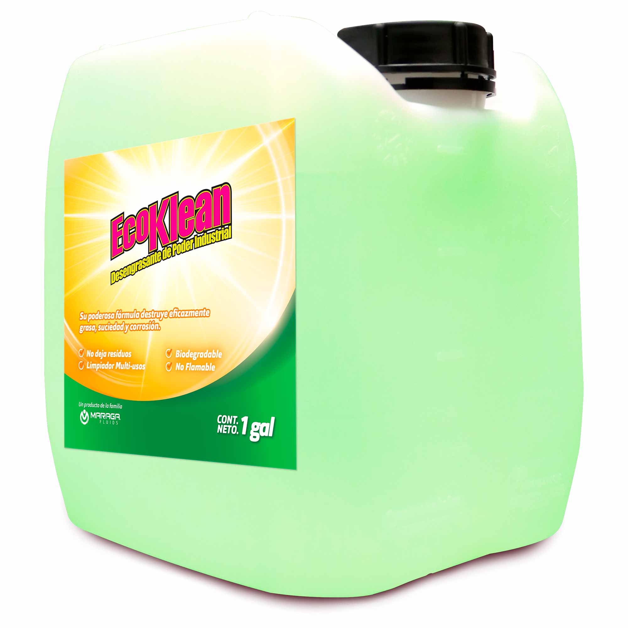 Desengrasante Industrial ECOKLEAN Biodegradable Multiusos Alta Potencia Sin Residuos 1 galón Maraga Limpiador y Desengrasante Biodegradable de Uso Industrial 1 galón Maraga