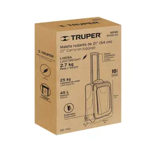 Maleta de cabina ligera negra 49 L, Truper