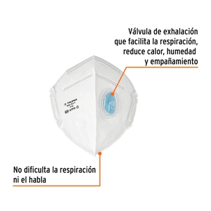 Respirador plegable N95 con válvula para partículas, Truper