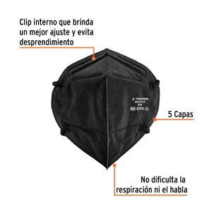 Truper Respirador plegable N95 negro para polvos y partículas
