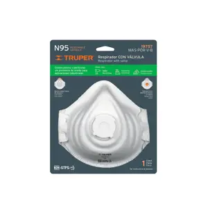 19757 / MAS-POR-V-B Respirador N95 con válvula para polvos y partículas, Truper