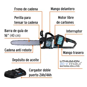 Expert Motosierra inalámbrica 40V, sin carbones, TRUPER MAX