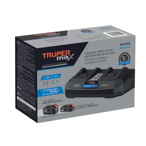 Expert Cargador dual de baterías de ion litio 20V, TRUPER MAX
