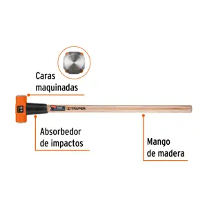 Marro octagonal 6 lb, mango de madera 36