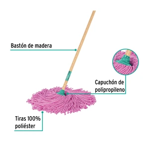 Trapeador de microfibra española, bastón de 120 cm, KLINTEK