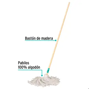Trapeador tipo mechudo, 250 g con bastón de 120 cm, KLINTEK