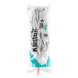 Trapeador tipo mechudo, 350 g con bastón de 120 cm, KLINTEK