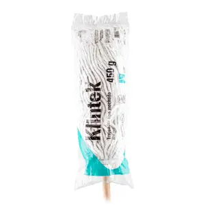 Trapeador tipo mechudo, 450 g con bastón de 120 cm, KLINTEK