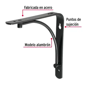 Ménsula reforzada negra 6 x 6