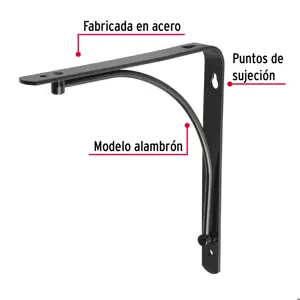 Ménsula reforzada negra 8 x 8