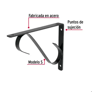 Ménsula reforzada negra 8 x 6