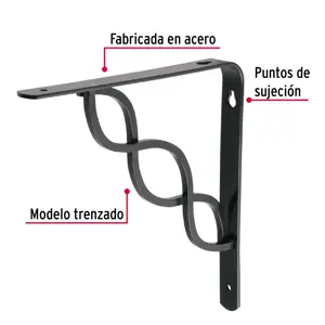 Ménsula reforzada negra 8 x 8
