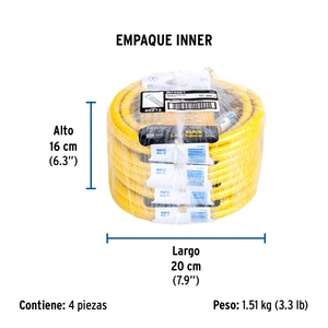 Manguera para gas, PVC amarilla, 3/8