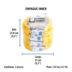 Manguera para gas, PVC amarilla, 3/8