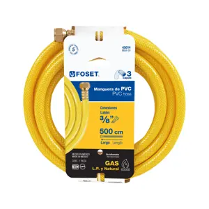 Manguera para gas, PVC amarilla, 3/8