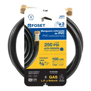 Manguera para gas, PVC negra, 3/8