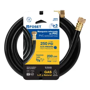 Manguera para gas, PVC negra, 3/8