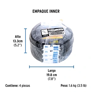 Manguera para gas, PVC negra, 3/8