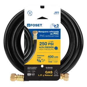 Manguera para gas, PVC negra, 3/8