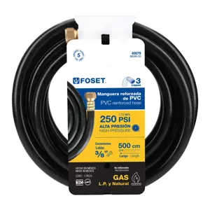 Manguera para gas, PVC negra, 3/8