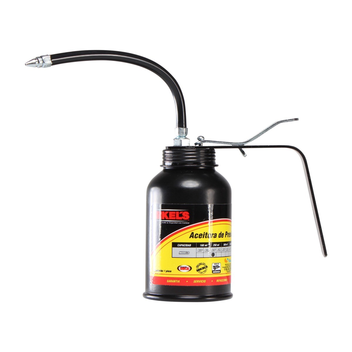 MIKELS-A2F / A2F Aceitera de presión, bote de acero, tubo flexible (250 ml)