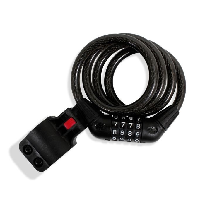 MIKELS-CBE-100 / CBE-100 Cable candado en espiral retráctil con combinación 4 dígitos (1 mt)