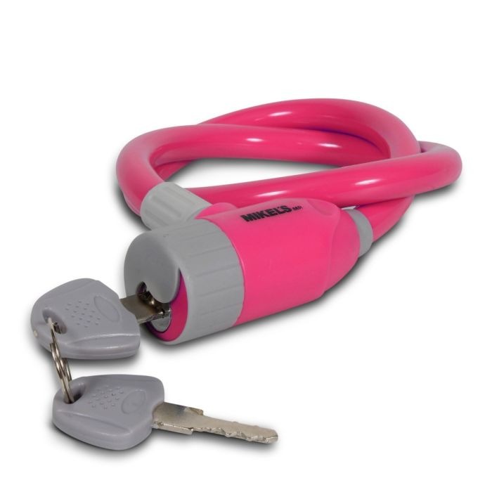 MIKELS-CCR-65 / CCR-65 Cable candado con llaves, color rosa (65 cms)