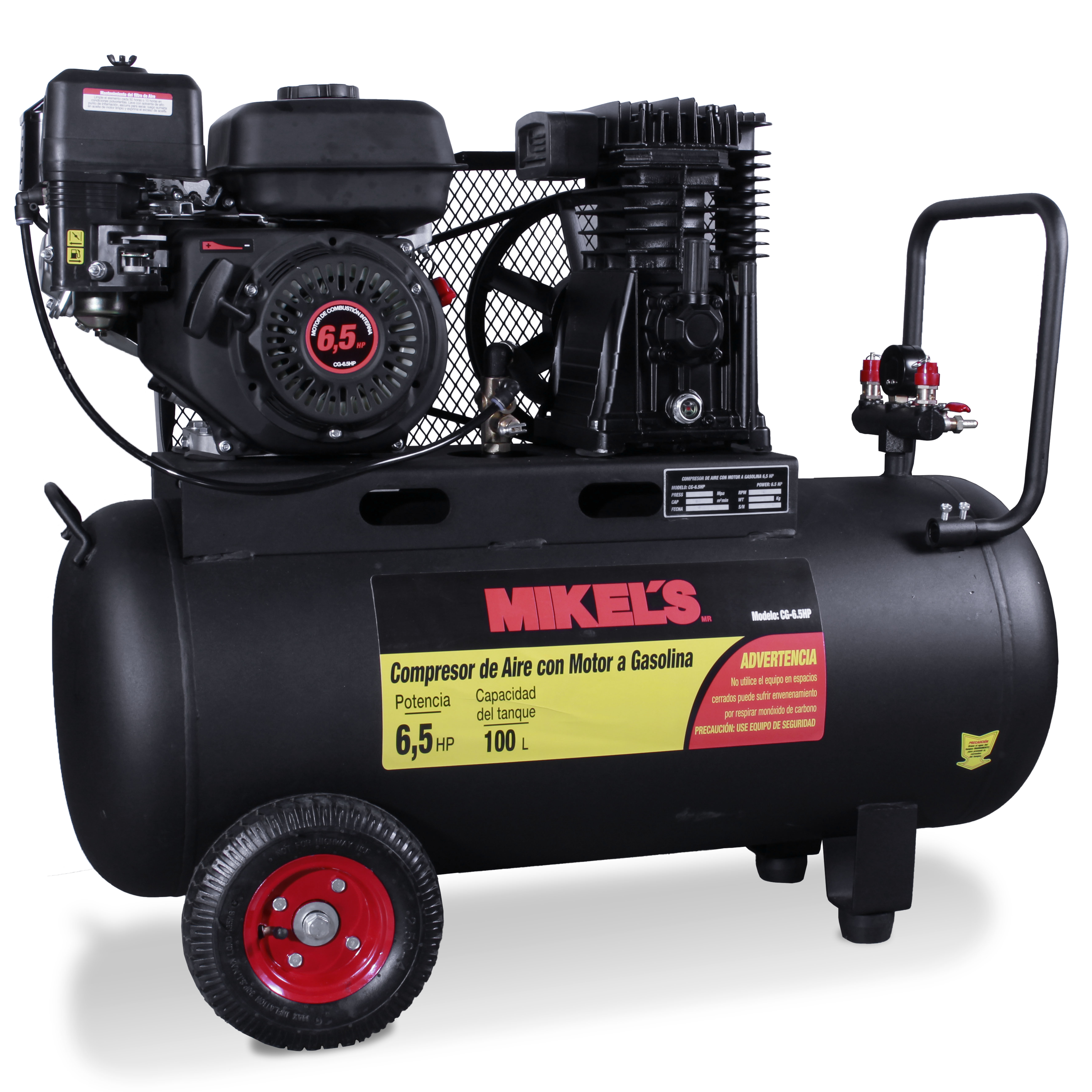 MIKELS-CG-6.5HP / CG-6.5HP Compresor de aire 6.5 HP Motor a Gasolina (100 lts)
