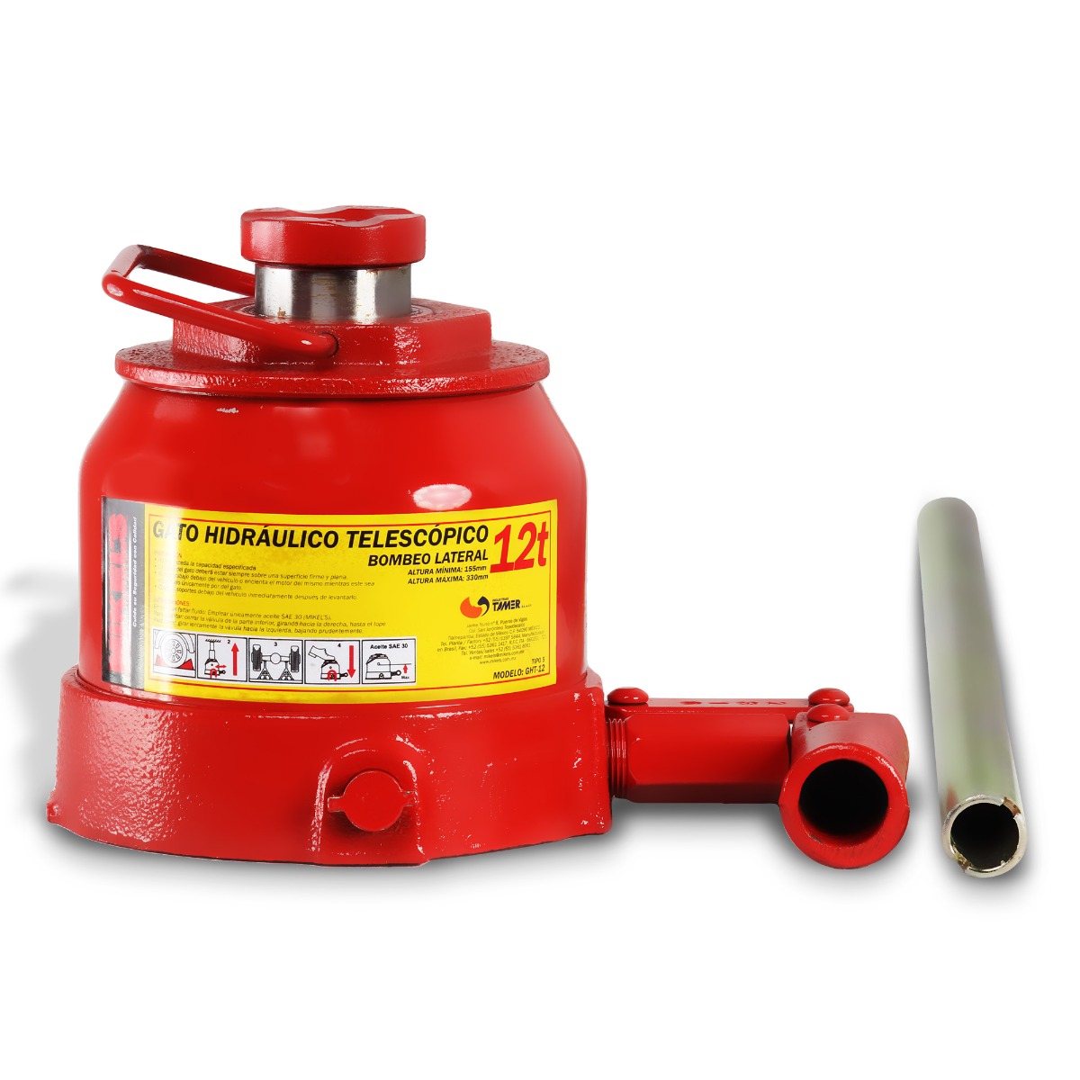 MIKELS-GHT-12 / GHT-12 Gato hidráulico telescópico de botella (12 ton) Bombeo lateral