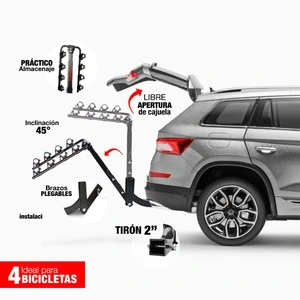 Rack para 4 bicicletas, montaje en tirón (2")