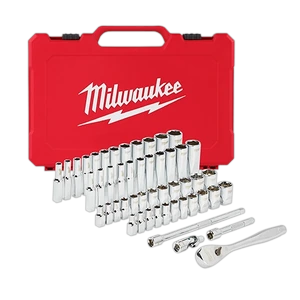 Juego de Dados y Trinquete de 50pzas con cuadro de 1/4" SAE y Metrico Milwaukee 48-22-9004