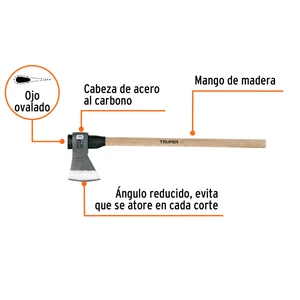 Hacha media labor 4-1/2 lb, mango de madera 36