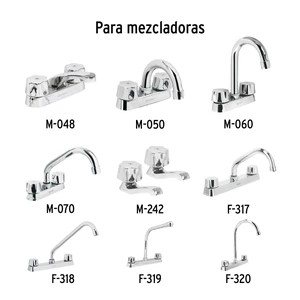 Foset Juego de manerales hex metálicos p/lav-fregadero,cromo,Basic