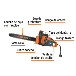 Motosierra eléctrica 1600 W con barra de 18