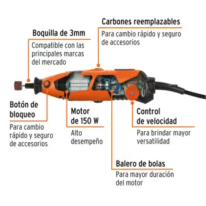 17449 / MOTO-A2 Truper Herramienta rotativa profesional 150 W con 97 accesorios
