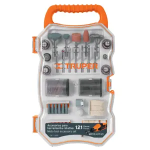 Kit de accesorios p/herramienta rotativa, 121 pzs, TRUPER