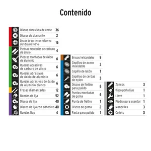Kit de accesorios p/herramienta rotativa, 276 pzs, TRUPER