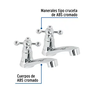 Foset Juego 2 llaves para lavabo, ABS, manerales cruceta, Basic
