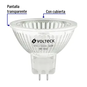 Lámpara de halógeno 50 W tipo MR 16 base GU5.3, Volteck