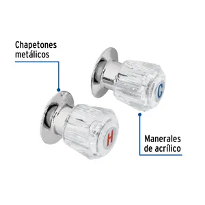 Foset Juego de 2 manerales acrílico trans. para regadera, Basic