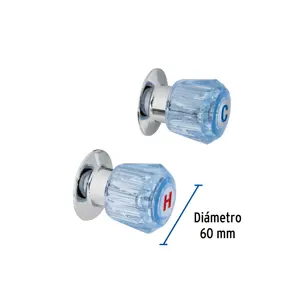 Foset Juego de 2 manerales acrílico azul para regadera, Basic