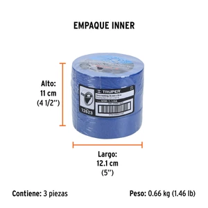 Cinta masking tape azul de 1-1/2