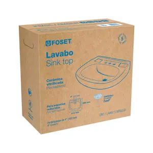 Lavabo cerámico con rebosadero, blanco, FOSET